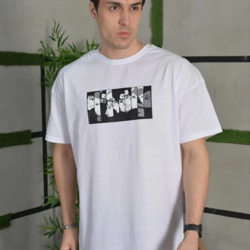 Bisiklet Yaka Baskılı Oversize T-Shirt - Beyaz -