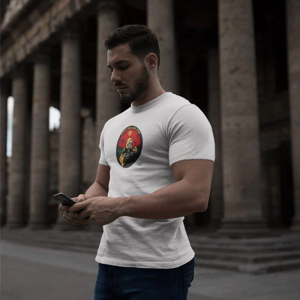 Bisiklet Yaka Baskılı Oversize T-Shirt - Beyaz -