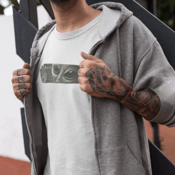 Bisiklet Yaka Baskılı Oversize T-Shirt - Beyaz -