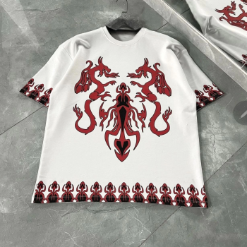 Bisiklet Yaka Baskılı Oversize T-Shirt - Beyaz -