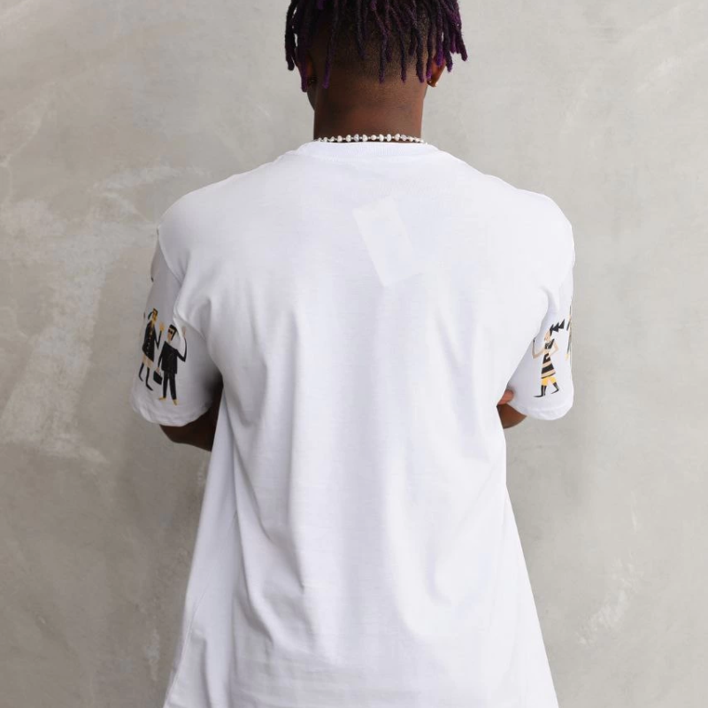 Bisiklet Yaka Baskılı Oversize T-Shirt - Beyaz -