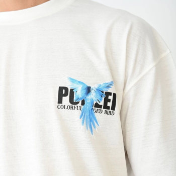 Bisiklet Yaka Baskılı Oversize T-Shirt - Beyaz -