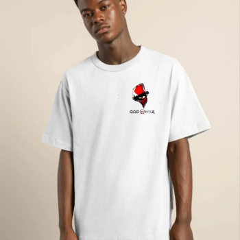 Bisiklet Yaka Baskılı Oversize T-Shirt - Beyaz -