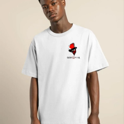 Bisiklet Yaka Baskılı Oversize T-Shirt - Beyaz -