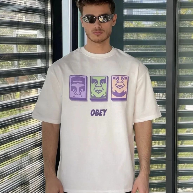 Bisiklet Yaka Baskılı Oversize T-Shirt - Beyaz