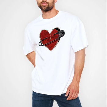 Bisiklet Yaka Baskılı Oversize T-Shirt - Beyaz -