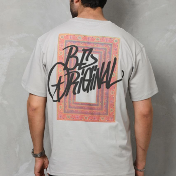 Bisiklet Yaka Baskılı Oversize T-Shirt - Gri -