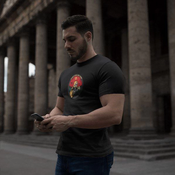 Bisiklet Yaka Baskılı Oversize T-Shirt - Siyah -