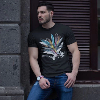 Bisiklet Yaka Baskılı Oversize T-Shirt - Siyah -