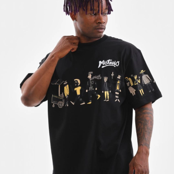 Bisiklet Yaka Baskılı Oversize T-Shirt - Siyah -