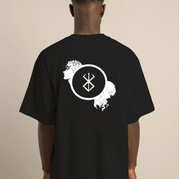 Bisiklet Yaka Baskılı Oversize T-Shirt - Siyah -