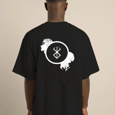 Bisiklet Yaka Baskılı Oversize T-Shirt - Siyah -