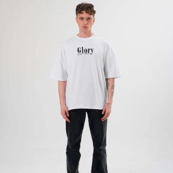 Bisiklet Yaka Baskılı Oversize T-Shirt - Siyah -