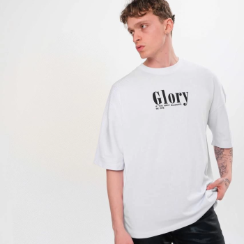 Bisiklet Yaka Baskılı Oversize T-Shirt - Siyah -