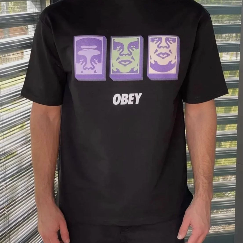 Bisiklet Yaka Baskılı Oversize T-Shirt - Siyah