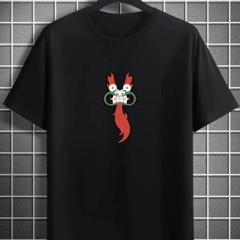 Bisiklet Yaka Baskılı Oversize T-Shirt - Siyah -