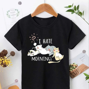 Bisiklet Yaka Baskılı T-Shirt - Siyah -