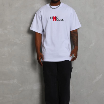 Bisiklet Yaka Double Oversize Baskılı T-Shirt - Beyaz -