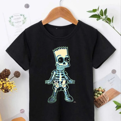 Bisiklet Yaka Kısa Kol   Baskılı T-Shirt - Siyah -