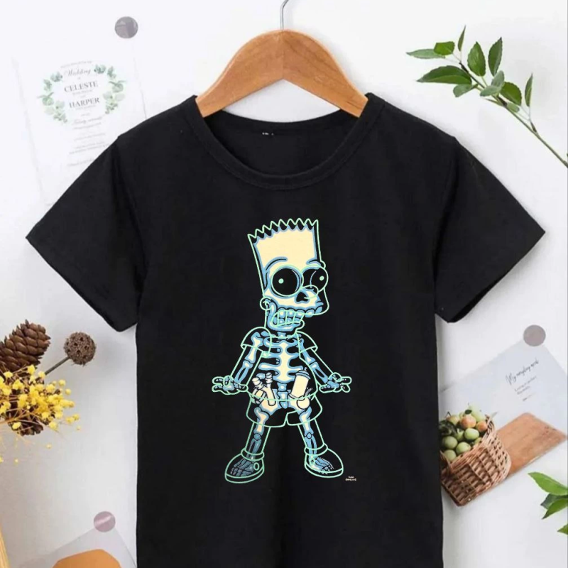 Bisiklet Yaka Kısa Kol   Baskılı T-Shirt - Siyah -