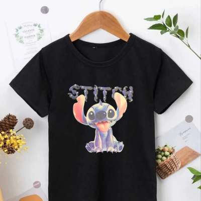 Bisiklet Yaka Kısa Kol   Baskılı T-Shirt - Siyah -