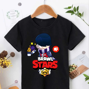 Bisiklet Yaka Kısa Kol Baskılı   T-Shirt - Siyah -