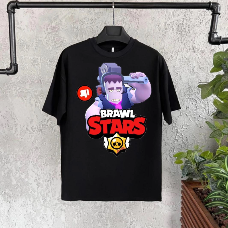 Bisiklet Yaka Kısa Kol Baskılı   T-Shirt - Siyah -