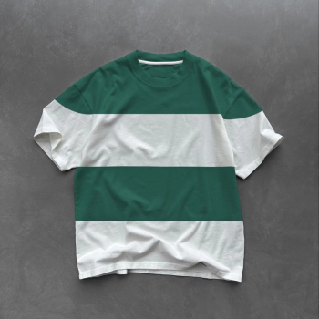 Bisiklet Yaka Parçalı T-Shirt - Yeşil -