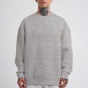 Biskilet Yaka Üç İplik SweatShirt - Gri -