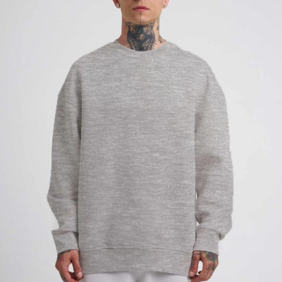 Biskilet Yaka Üç İplik SweatShirt - Gri -