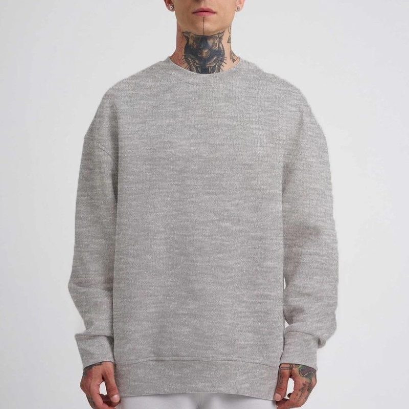 Biskilet Yaka Üç İplik SweatShirt - Gri -