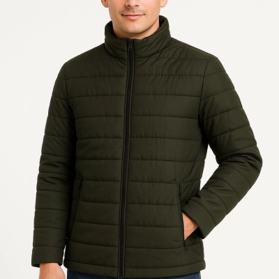 Bomber Mont Ceket – Su İtici Kumaş, Kapitone Astarlı, Fermuarlı, Kışlık - Haki -