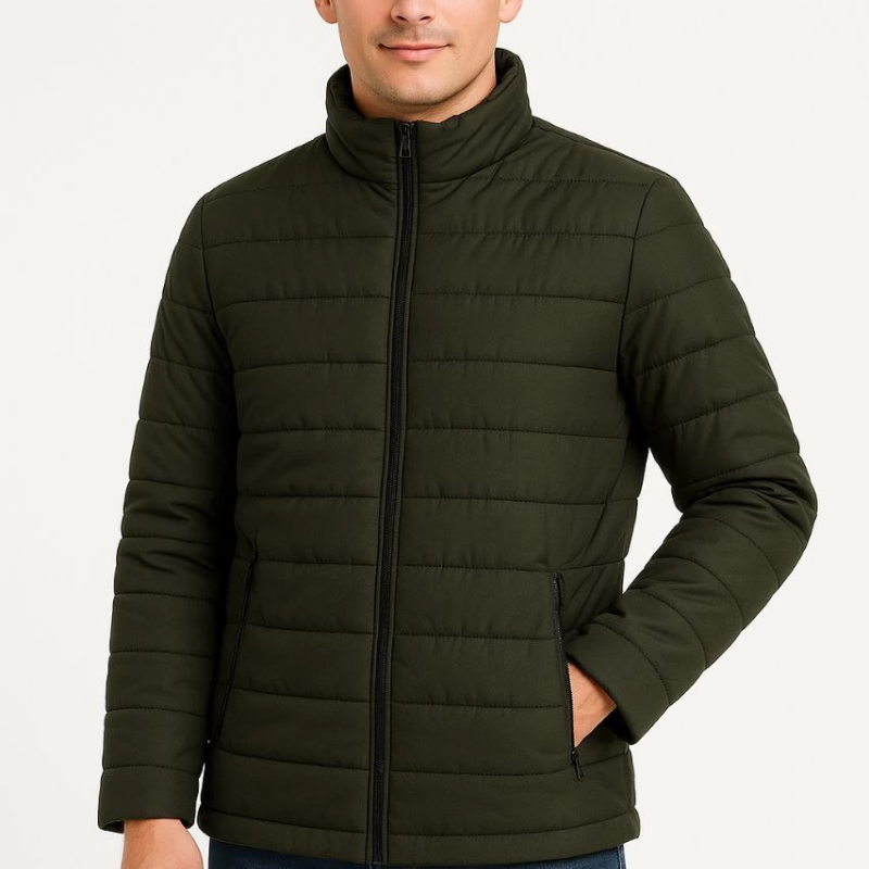 Bomber Mont Ceket – Su İtici Kumaş, Kapitone Astarlı, Fermuarlı, Kışlık - Haki -