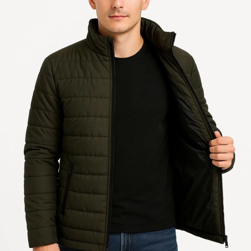 Bomber Mont Ceket – Su İtici Kumaş, Kapitone Astarlı, Fermuarlı, Kışlık - Haki -