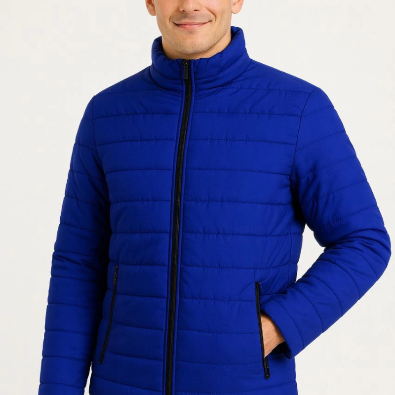 Bomber Mont Ceket – Su İtici Kumaş, Kapitone Astarlı, Fermuarlı, Kışlık - Saks Mavisi -