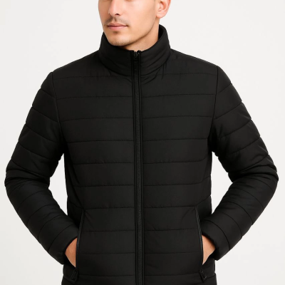 Bomber Mont Ceket – Su İtici Kumaş, Kapitone Astarlı, Fermuarlı, Kışlık - Siyah -