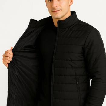 Bomber Mont Ceket – Su İtici Kumaş, Kapitone Astarlı, Fermuarlı, Kışlık - Siyah -