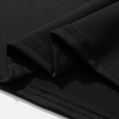 büyük beden Kart baskılı düz renk kısa kollu bisiklet yaka tişört gündelik giyim - Siyah -