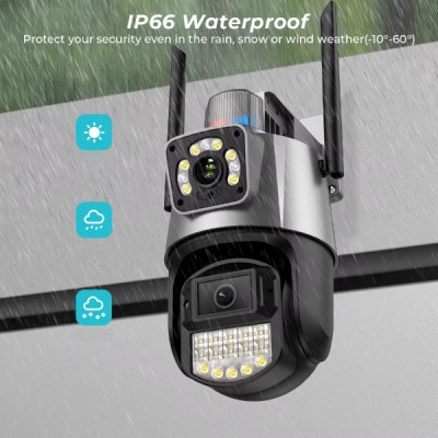 Çakarlı Çift Lensli Dış Mekan Güvenlik Kamerası 