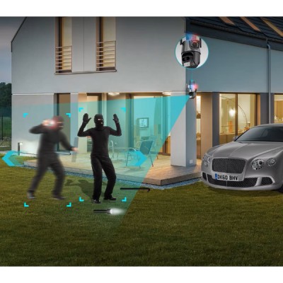 Çakarlı Çift Lensli Dış Mekan Güvenlik Kamerası 