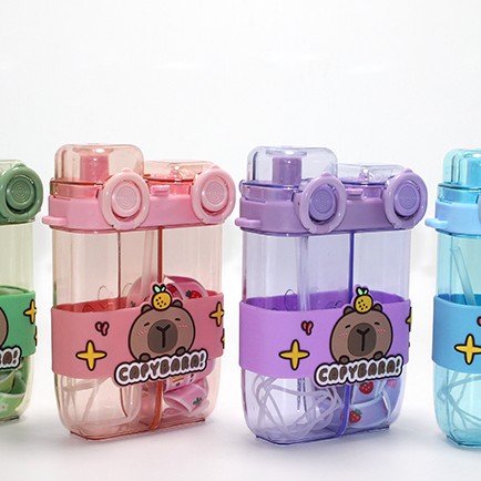 Capybara Çift Bölmeli Pipetli Suluk 