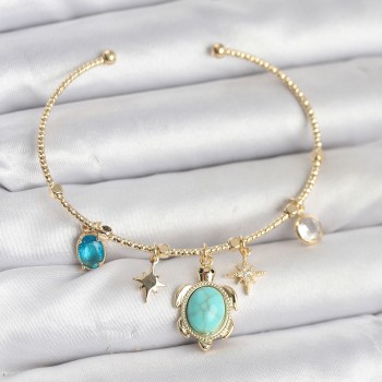 Caretta Caretta Charmlı Gold Renk Kadın Bileklik