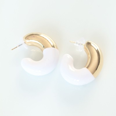 CCB Beyaz Gold Çift Renk Küpe