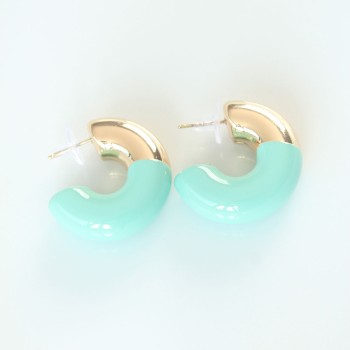 CCB Turkuaz Gold Çift Renk Küpe