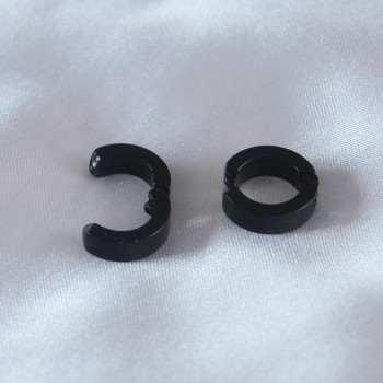 Çelik Siyah Renk Sıkıştırmalı Erkek Küpe