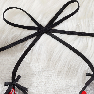 Çiçek Desenli Siyah Transparan Tül Gecelik TM1319