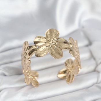 Çiçek Model Pirinç Levha Kadın Bileklik