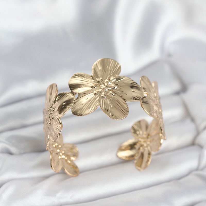 Çiçek Model Pirinç Levha Kadın Bileklik