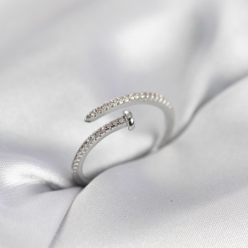 Çivi Model Zirkon Taşlı Gümüş Renk Kadın Yüzük