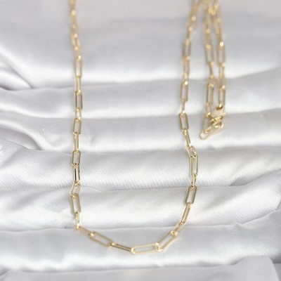 CM 14K Gold Renk Ataç Zincirli Model 60 cm Kadın Kolye